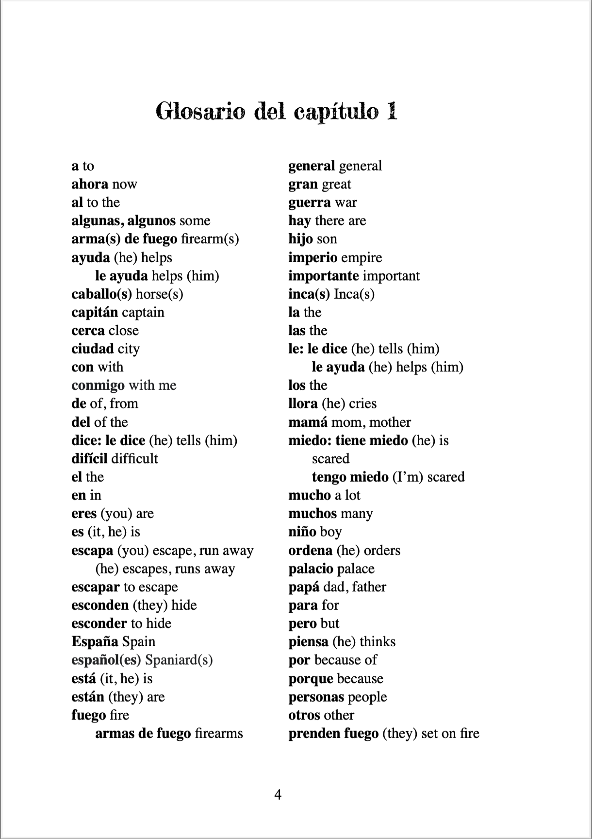 Novella for Spanish level 1 students